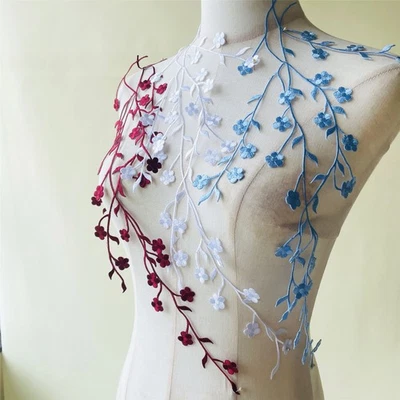 Plum Plant Costume Craft Lace Motif Embroidery Bridal Evening Dress Applique 1PC