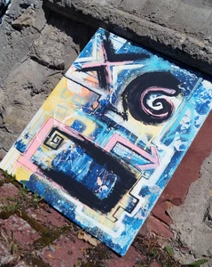PINTURA abstracta C. FANTA ORIGINAL arte lienzo PINTURA retrato arte acrílico - Imagen 1 de 4