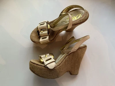 Sandalias de cuña D&G Dolce&Gabbana punta abierta correa al tobillo talla 37 EUR Foto 1 de 4
