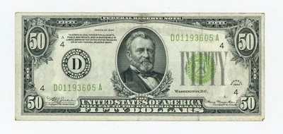 FR#2102D $50 1934 Federal Reserve Note Cleveland Crisp XF Quality DC-6170 - Image 1 of 3