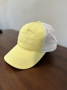 PING Hat Cap Yellow With White Mesh Snapback Golf Trucker Adjustable Ladies