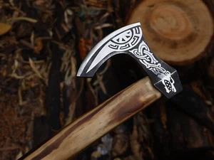 EDC Viking Axe Hand Made Carbon Steel Tomahawk Axe W/ Leather Sheath BL-4116 - Picture 1 of 19