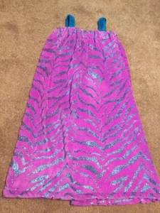 Girls Justice Blue Purple Zebra Print Fuzzy Towel Wrap Robe Swim Cover XS/Small - Picture 1 of 4
