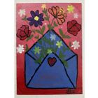 Aceo Original Painting Mini Collectible Art Card Love Letter Envelop Flower Ooak