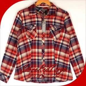 NWT WOMENS NATURAL REFLECTIONS FLANNEL SHIRT CABERNET PLAID SMALL - Picture 1 of 5