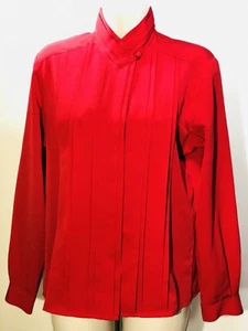 NOTATIONS Women’s Pleated Chest Intense Red Dress Size Petite S Long Sleeve - Picture 1 of 12