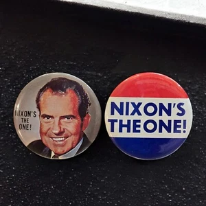 2 Nixon's The One Vintage Used 1968 Pinback Slogan Button Presidential Campaign - Picture 1 of 11