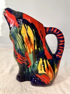 Vintage Oaxacan Tropfwaren heulender Wolfskrug 12 Zoll hoch wunderschön seltenes Sammlerstück - Bild 1 von 17