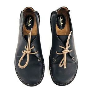 Scarpe mocassino donna 8 M Clarks Artisan Janey Mae Oxford pelle nera stringate - Foto 1 di 12