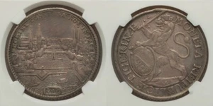 Rare 1739 Switzerland Taler Thaler Zurich City View Silver Coin NGC Graded VF30 - Picture 1 of 2