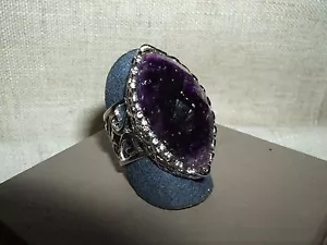 ANELLO RING GEMSTONE GOCCIA AMETISTA AMETHYST ARGENTO 925 14 HAND MADE DECO' - Foto 1 di 8