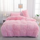 Faux Fur Plush Pink Comforter Cover Duvet Cover Queen - 3Pc Bed Set Ultra Sof...