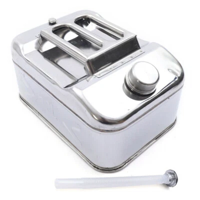 10 L Edelstahl Benzinkanister Kraftstoffkanister Reservekanister Tank mit Rohr - Bild 1 von 4