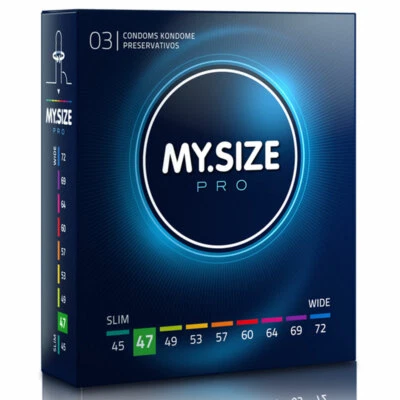 Condones My Size PRO Lado Recto * Pequeño 47 mm Ancho Regular * Caja de 3 Foto 1 de 4