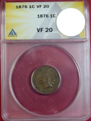 1876 INDIAN CENT ANACS VF20 - Image 1 of 4