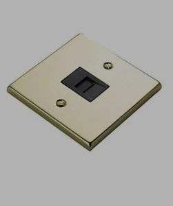 Victorian Style Brass Socket Telephone Socket Plate Secondary Blk Int DEC432 - Picture 1 of 1