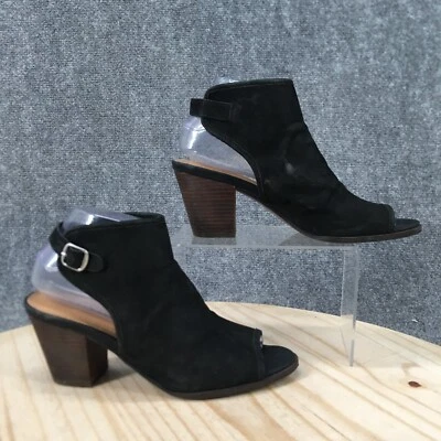 Lucky Brand Sandals Womens 7.5M Lisza Slingback Black Peep Toe Casual Block Heel - Image 1 of 4