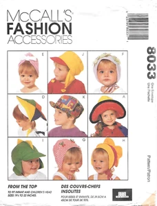 Uncut McCall's Sewing Pattern # 8033 Toddlers Hats in Nine Variations: All Sizes - Picture 1 of 2