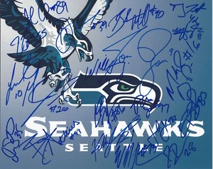 Foto firmada por el equipo Seattle Seahawks 2008 8x10 Matt Hasselbeck Deion Branch Certificado de autenticidad - Imagen 1 de 1