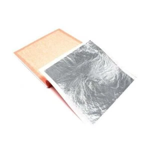 Indian Edible Silver Leaf Foil For Desert Sweets Pure Chandi Ka Vark 20 Pcs - Foto 1 di 1