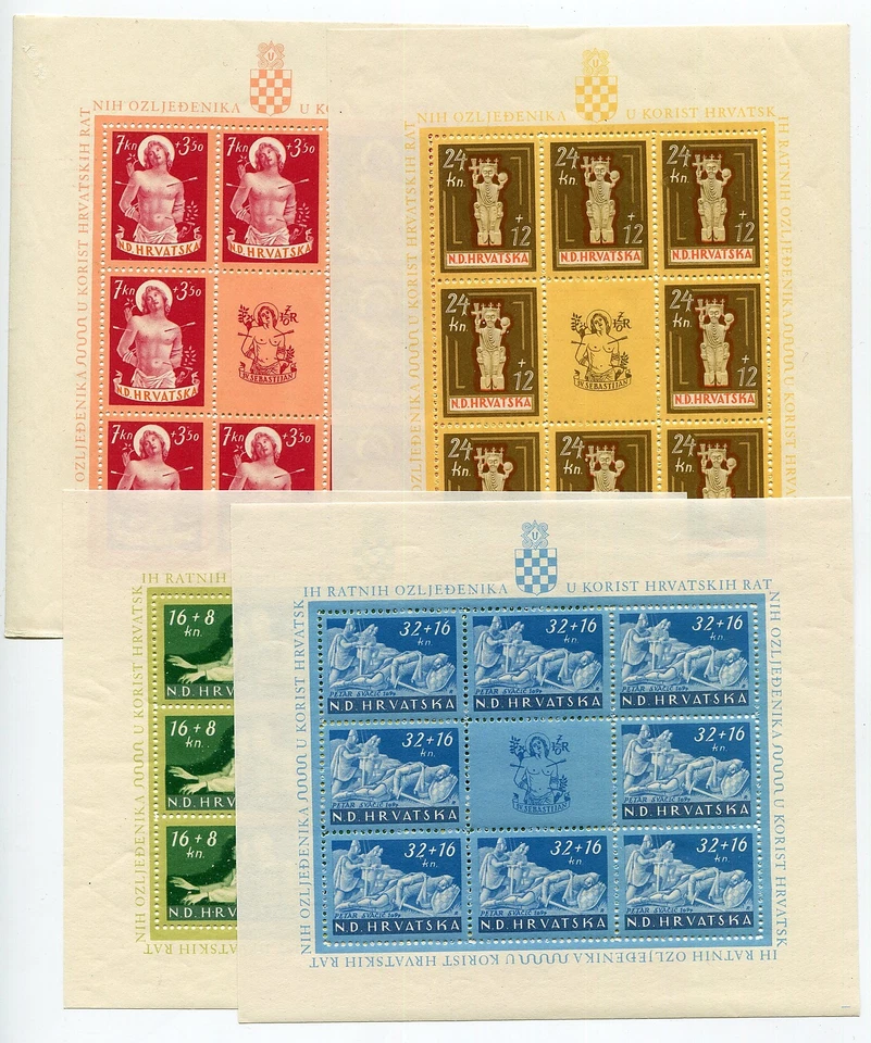 NDH CROACIA ALEMÁN TÍTERE ESTADO 1944 B56-B59 GUERRA INVÁLIDOS HOJAS PERFECTO MNH Foto 1 de 1