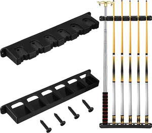 2 Pieces 6 Pool Cue Rack, Pool Stick Holder Wall Mounted Table Sticks, Pool Ball - Picture 1 of 12