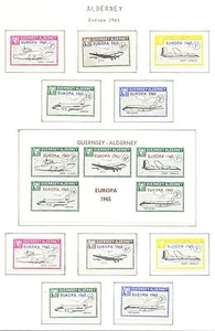 ENGLAND LOCAL STAMPS ALDERNEY  10 ST. + 1 BLOCK  1965   EUROPA  ** MNH 6 IMPERF - Picture 1 of 1