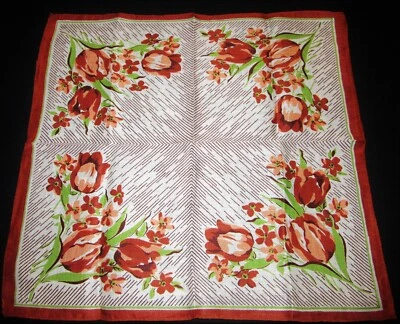 Tonos florales vintage Hankie de marrón enrollados a mano Foto 1 de 3