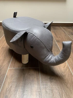 Hocker Pouf Elefant Erhöhung niedrige Fußstütze Kunstleder Farbe Grau - Bild 1 von 4
