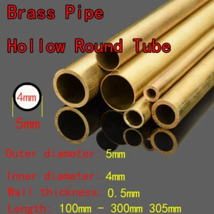 1pcs OD 5mm ID 4mm Brass Pipe Hollow Round Tube 100mm-305mm Length 0.5mm Thick - Picture 1 of 3