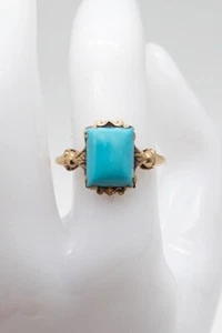 Antiker signierter Ring 20 kt Türkis 10 kt Gelbgold - Bild 1 von 8