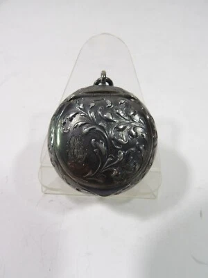 Boite ancienne pilulier pendentif chatelaine Agent massif Monogramme - Photo 1/4