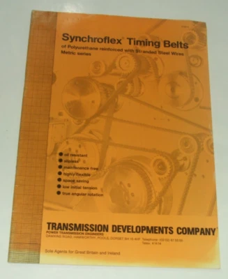 Vintage Synchroflex Timing Belts Brochure - Mulco -Transmission Developments Co. - Image 1 of 4