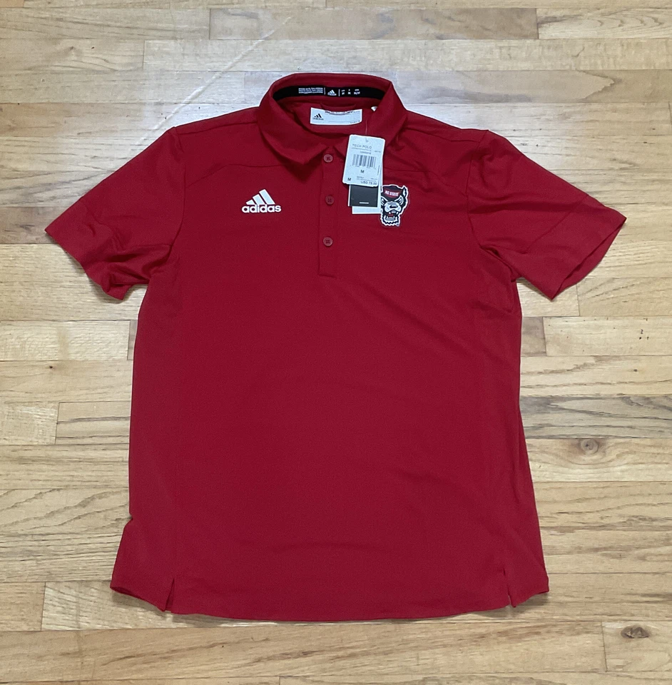 Mens NC State Wolfpack Adidas Coaches Sideline Tech Polo GE1763 Medium