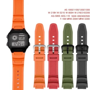 Watch Strap for Casio AE-1000W/AQ-S810W 18mm Cambered Rubber Strap - Picture 1 of 29