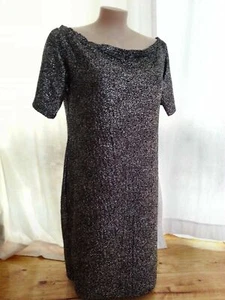 Black Silver 20 metallic off the shoulder stretch party celebration dress NEW - Picture 1 of 2