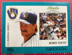 Robin Yount 1988 MLB Grenada Stamp Milwaukee Brewers HOF - Imagen 1 de 1