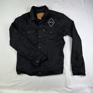 Levis Size M Black Denim Trucker Jacket With Embroidery Western Cowboy Normcore - Picture 1 of 12