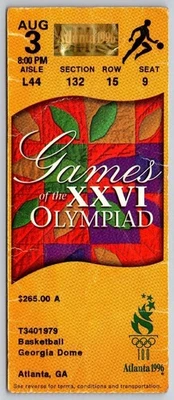 1996 Olympic Basketball Gold Medal Ticket Stub - USA Dream Team - Image 1 of 3