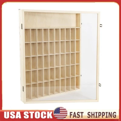 Vitrina de madera 51 rejillas estatuilla gabinete de almacenamiento colección estante con cubierta EE. UU. Foto 1 de 4