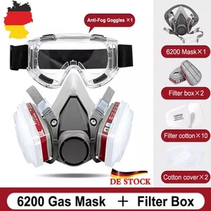 16 in1 Staub Gas Atemschutzmaske halbes Gesicht Staubmaske zum Lackieren Sprühen - Bild 1 von 25