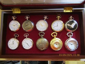 10 QUARTZ POCKET WATCHES IN WOODEN CASE STILL HAVE TAGS AS IN PICTURES BOX 5 - Picture 1 of 1