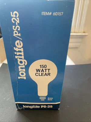 SLI (60157) Long Life 150 Watt 130V PS25 Clear medium brass base New - Image 1 of 4