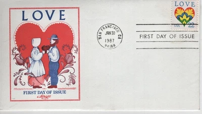 FIRST DAY OF ISSUE - LOVE - Cancelled - ¢22 USA 1987 - San Francisco Post Mark - Image 1 of 3