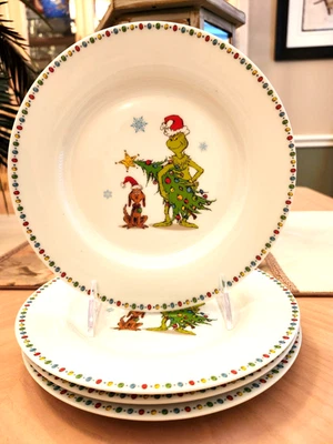 DR.SEUSS HOW THE GRINCH STOLE CHRISTMAS DINNER PLATES SET OF 4 NEW 2025 MAX TREE - Image 1 of 4
