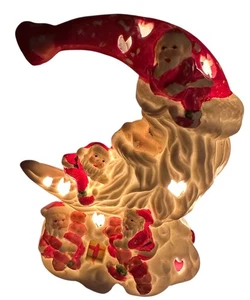 Mondsichel Weihnachtsmann Licht Nachtlicht Tischplatte Weihnachten Innenbeleuchtung Vintage - Bild 1 von 19