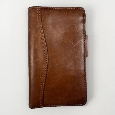 Vintage Day Timer Genuine leather Brown wallet organizer 7” X 4.75” - Image 1 of 4
