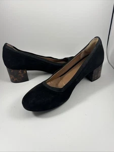 Vionic Women's Natalie Tortoise Black Suede Chunky Heels Pump Shoes Size 7.5 US - Picture 1 of 6