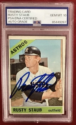 Rusty Staub Signed 1966 Topps #106 Baseball Card Astros Autograph PSA/DNA Gem 10 - Image 1 of 3