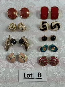 Set B Vintage 9 Paar Retro Mode Clip-On Ohrring Multicolor Emaille - Bild 1 von 5